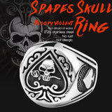 Skull Bite Rose Poker Ring Stainless Steel Gothic Men Punk Jewelry