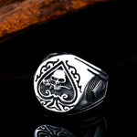 Skull Bite Rose Poker Ring Stainless Steel Gothic Men Punk Jewelry